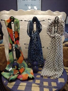 Assorted Pattern Scarf T- Blue, White, Multicolor Lot Of 3